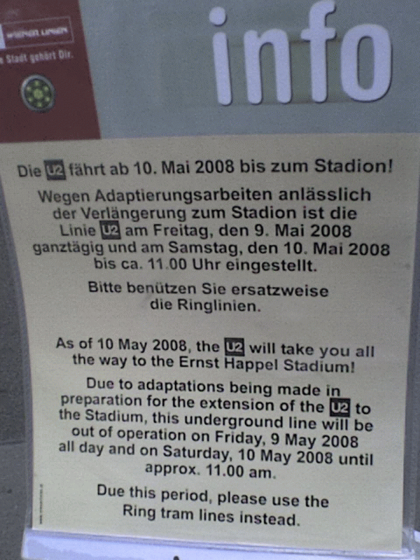 Infotafel zur U2 Verlängerung