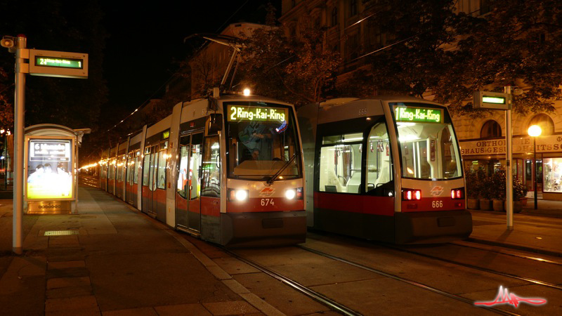 2008/08/10 | 674 und 666 als Ringlinien-Züge am Schottenring