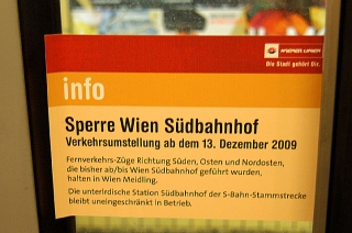 Informationszettel zur Südbahnhof-Sperre