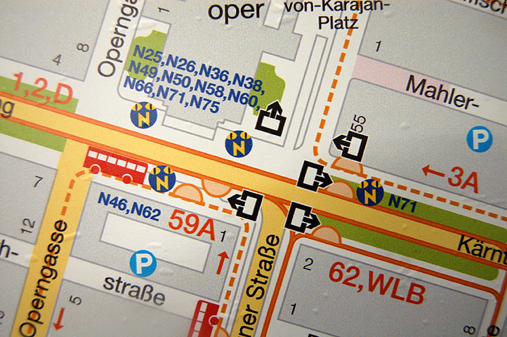 Fehlerhafter Umgebungsplan in der U-Bahn-Station Karlsplatz