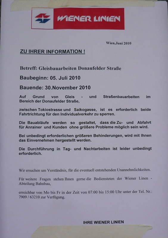 Information - Gleis/Straßenbauarbeiten