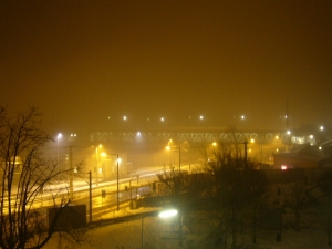 Stadlauer Brücke bei Nacht und Nebel