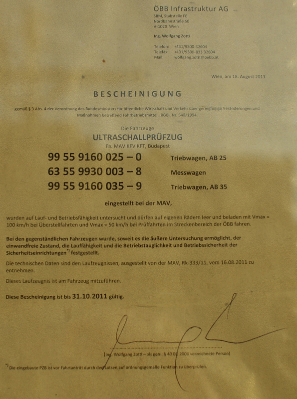 2011/09/28 | Ultraschall-Prüfzug der MÁV in Heiligenstadt - Bild 02