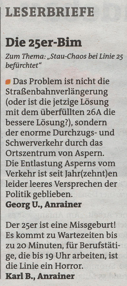 Bezirkszeitung (22.) - "Die 25er-Bim"