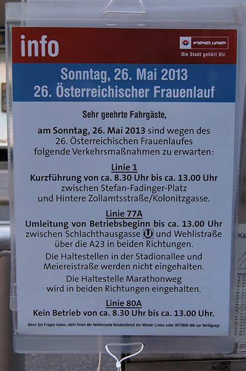 Info-Aushang zum Frauenlauf 2013