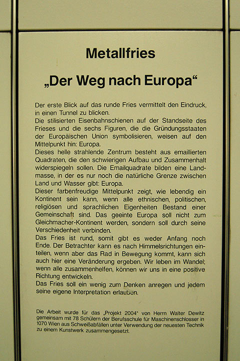 Metallfries "Der Weg nach Europa" (Verteilerpassage Westbahnhof) - Bild 01