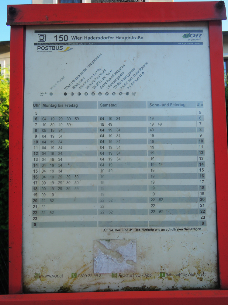 150 Fahrplanaushang